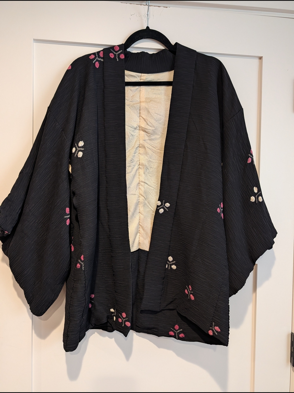 Vintage Black Silk Japanese Kimono Jacket